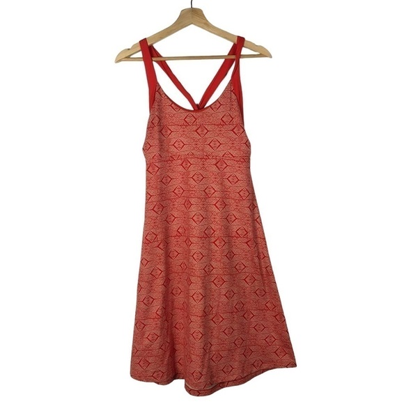 Patagonia Morning Glory Red Printed Cross Back Mini Dress M - Picture 2 of 5